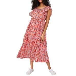 FREE PEOPLE EUC Bohemian Floral Flounce Sleeve Dress